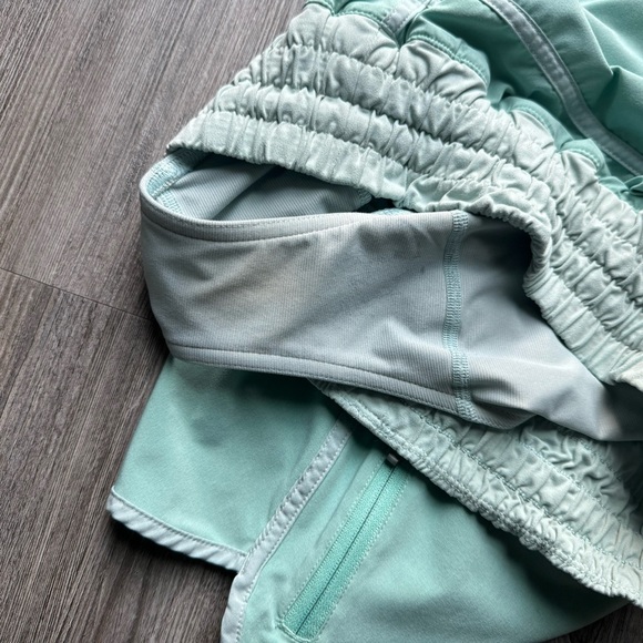 Lululemon Tracker Low Rise Mint Green Blue Running Shorts 8 - Picture 7 of 9